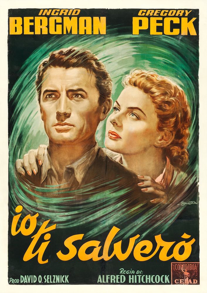 Spellbound (Columbia, R-1954). Italian, Anselmo Ballester Artwork.- Movie Poster Reprint