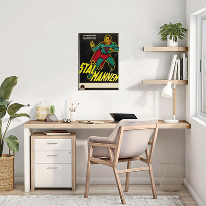 Superman Cartoon Stock (Paramount, 1940s) Swedish - Movie Poster Reprint