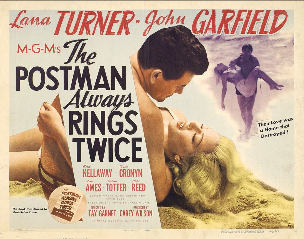 The Postman Always Rings Twice (MGM, 1946).- Movie Poster Reprint