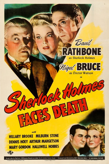 Sherlock Holmes Faces Death (Universal, 1943).- Movie Poster Reprint