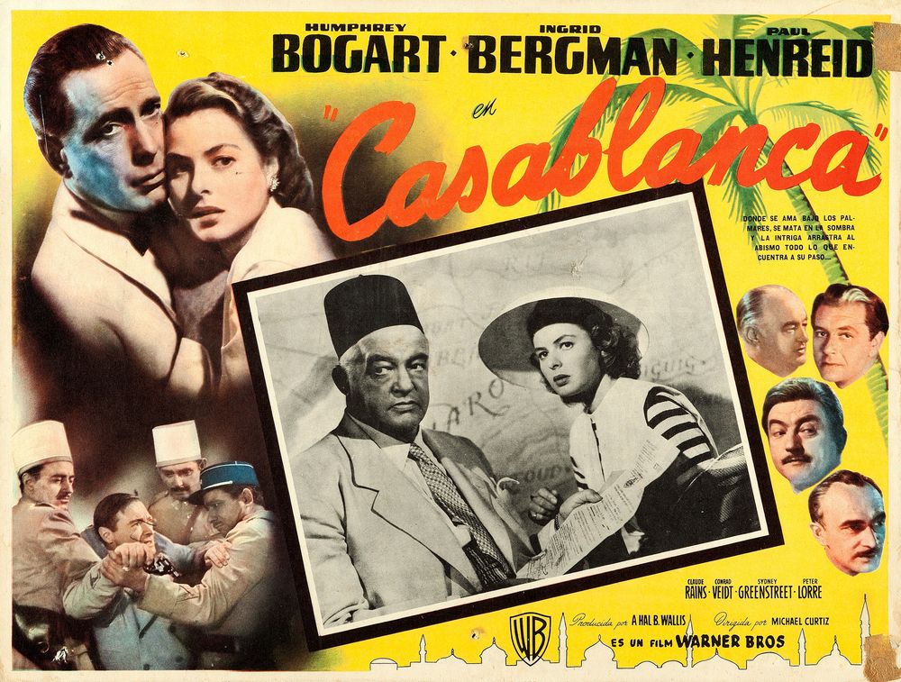 Casablanca (Warner Bros., R-1950s). Mexican- Movie Poster Reprint