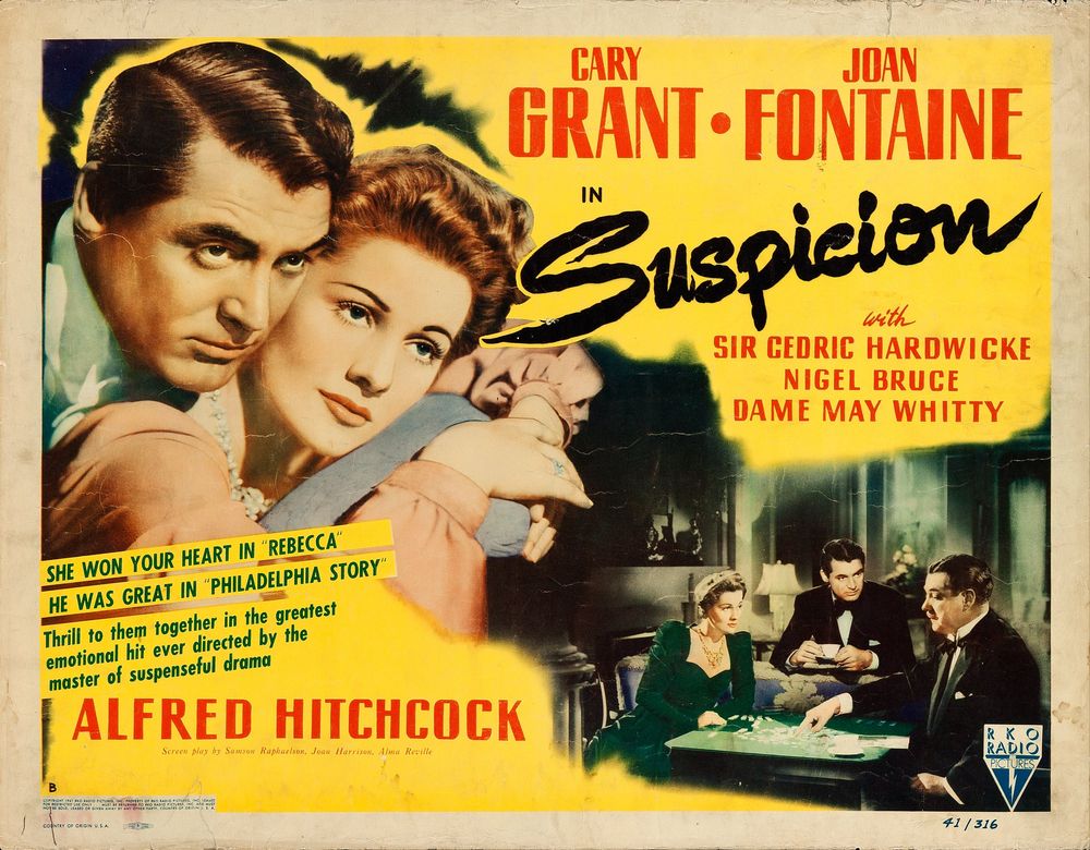 Suspicion (RKO, 1941). Style B.- Movie Poster Reprint