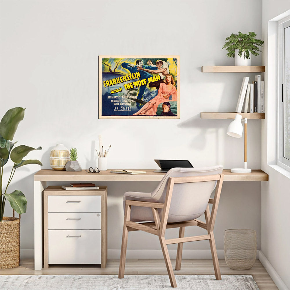 Frankenstein Meets the Wolf Man (Universal, 1943). Karl Godwin Artwork - Movie Poster Reprint