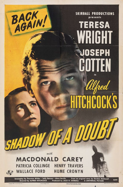 Shadow of a Doubt (Universal, R-1946).- Movie Poster Reprint