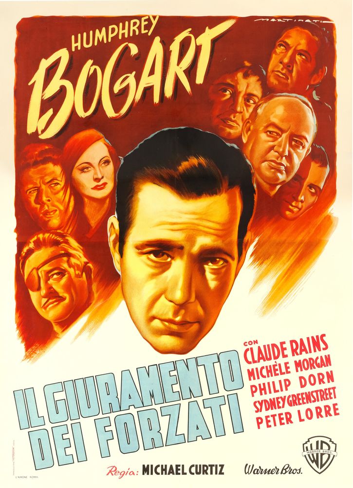 Passage to Marseille (Warner Brothers, Late 1940s). First Post-War Release Italian, Luigi Martinati Artwork.- Movie Poster Reprint