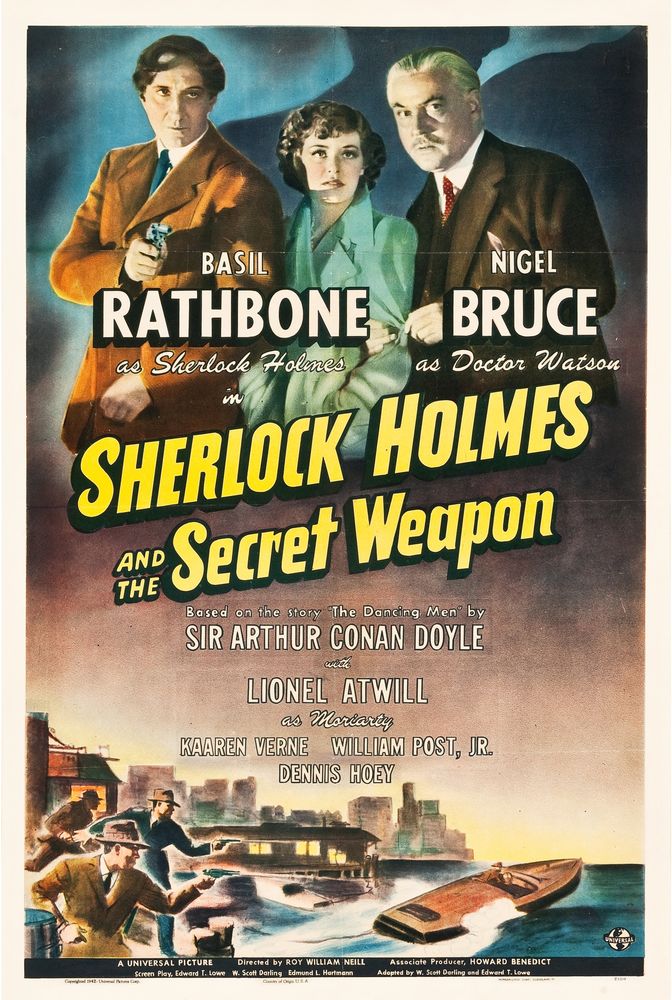 Sherlock Holmes and the Secret Weapon (Universal, 1942).- Movie Poster Reprint