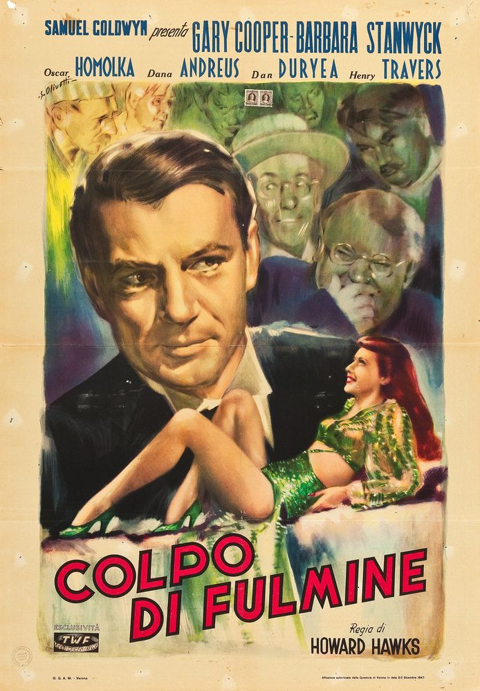 Ball of Fire (TransWorld Films, 1947). First Post-War Release Italian - Movie Poster Reprint