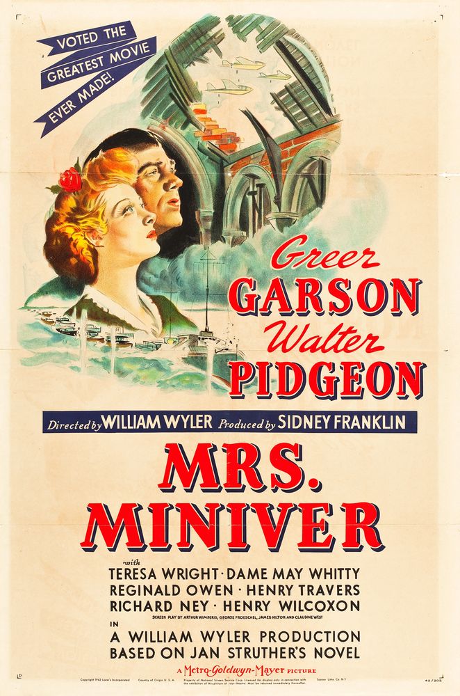 Mrs. Miniver (MGM, 1942). Style D.- Movie Poster Reprint