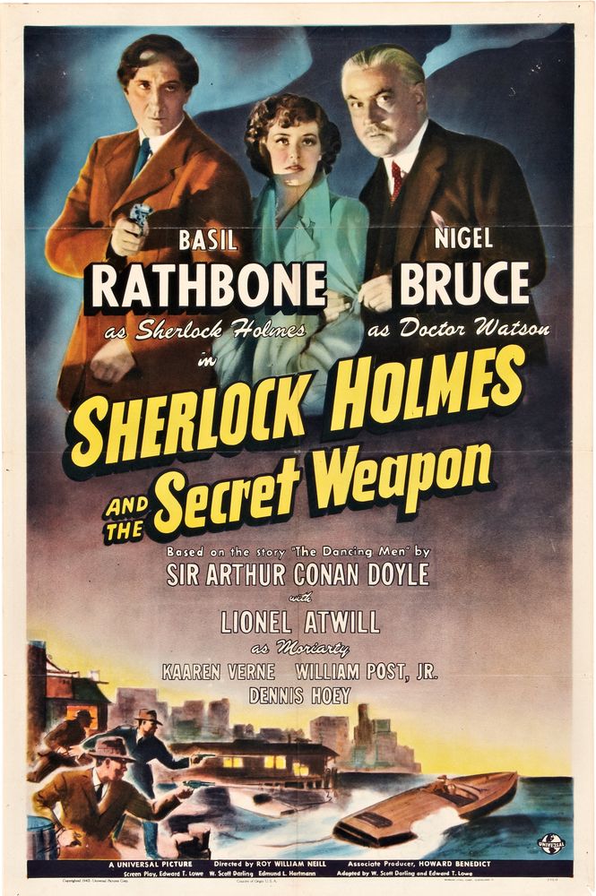 Sherlock Holmes and the Secret Weapon (Universal, 1942).- Movie Poster Reprint