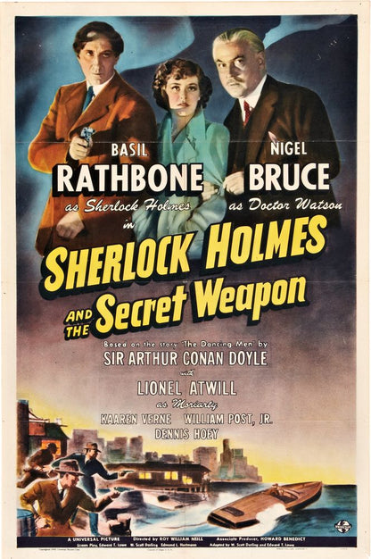 Sherlock Holmes and the Secret Weapon (Universal, 1942).- Movie Poster Reprint