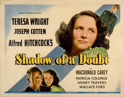 Shadow of a Doubt (Universal, 1943).- Movie Poster Reprint