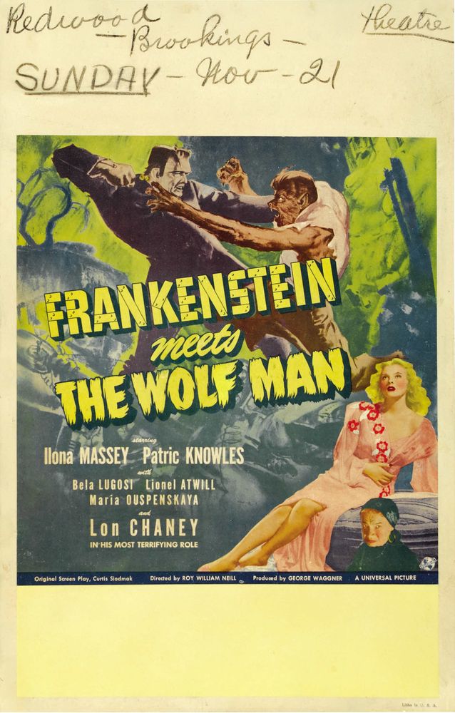 Frankenstein Meets the Wolf Man (Universal, 1943).- Movie Poster Reprint