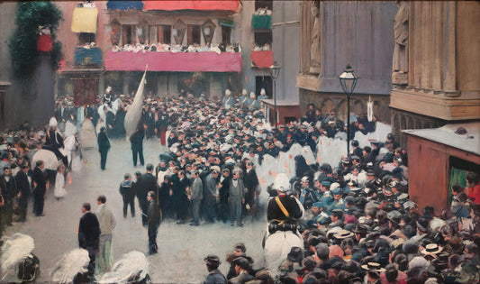 The Corpus Christi Procession Leaving the Church of Santa Maria del Mar - by Ramon Casas