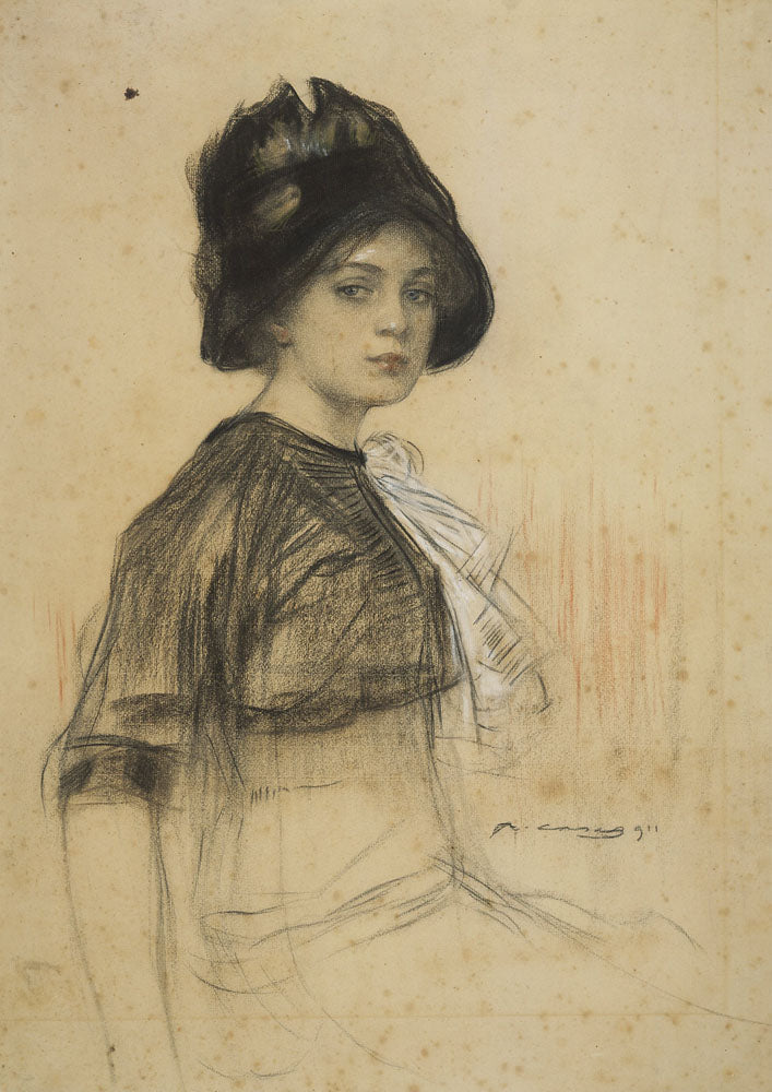 Female portrait - by Ramon Casas