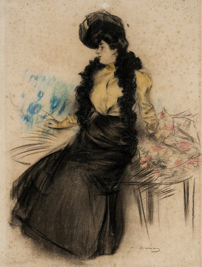 Female portrait - by Ramon Casas