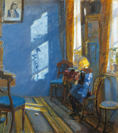 Sunlight in the blue room - by Anna Ancher