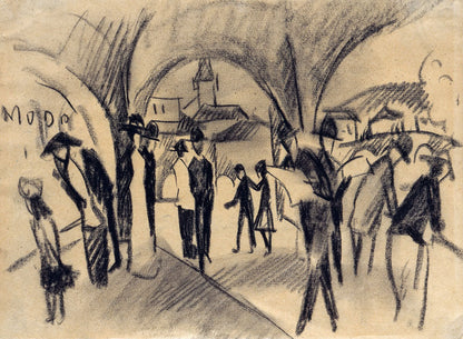 Scene Under the Arcades in Thun - by August Macke