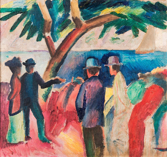 Strollers at the Lake II - by August Macke