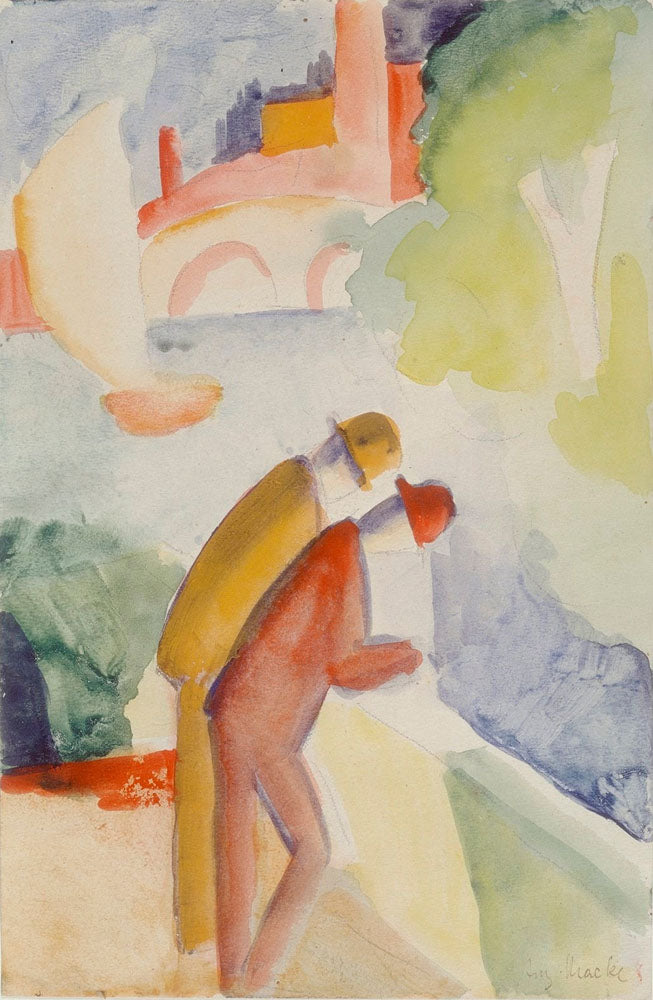 Two Figures at the River - by August Macke