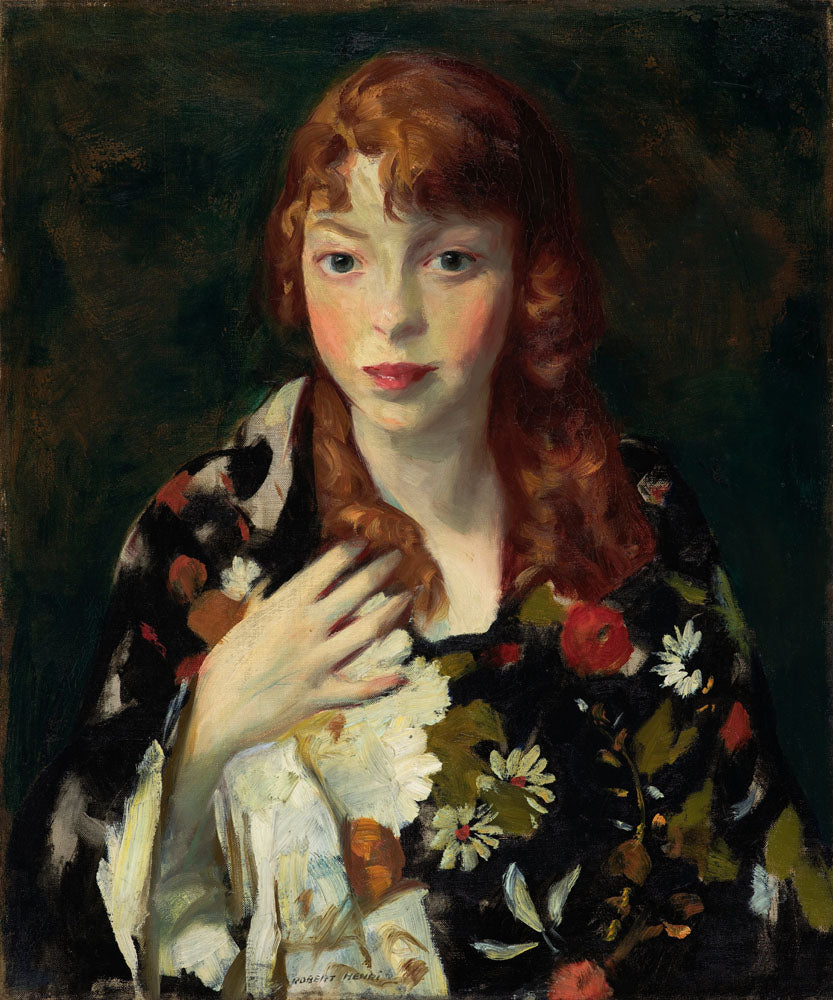 Edna Smith in a Japanese Wrap - by Robert Henri