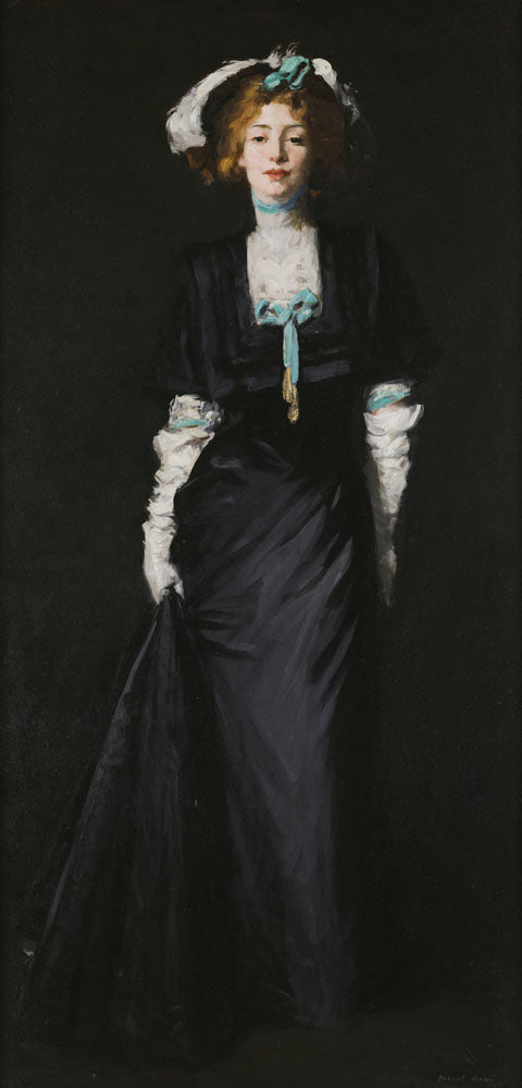 Jessica Penn in Black with White Plumes - by Robert Henri