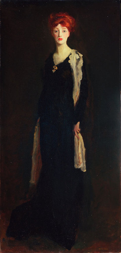 Lady in Black with Spanish Scarf (O in Black with a Scarf) - by Robert Henri