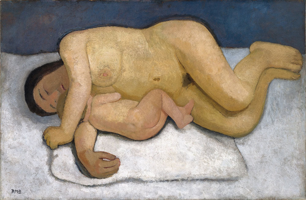 Lying mother with child II - by Paula Modersohn-Becker