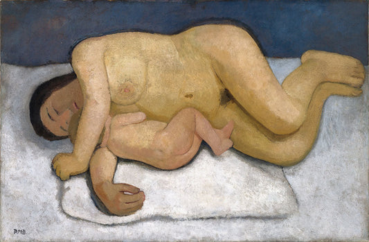 Lying mother with child II - by Paula Modersohn-Becker