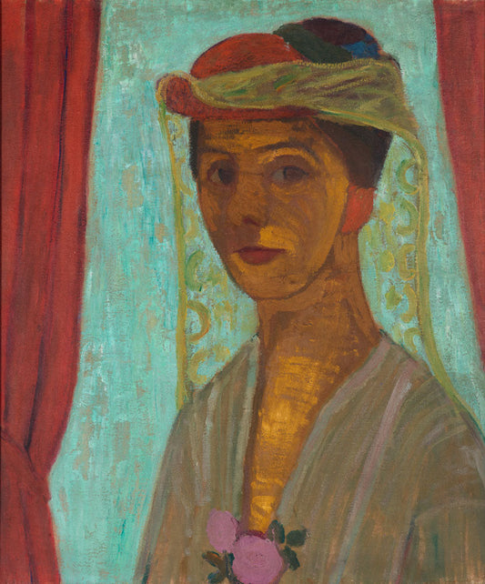 Self-portrait with hat and veil - by Paula Modersohn-Becker