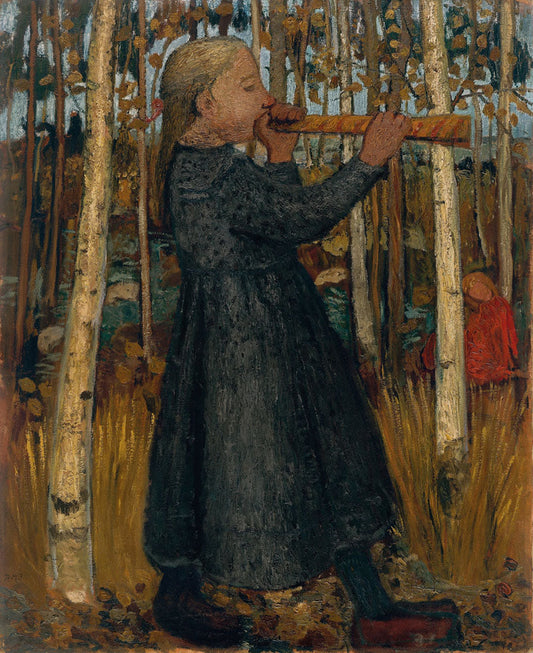 Trumpeting Girl in the Birch Wood - by Paula Modersohn-Becker