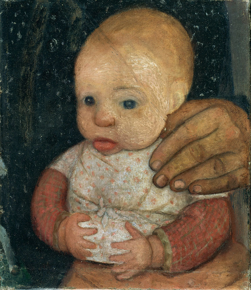 Infant with the hand of the mother - by Paula Modersohn-Becker