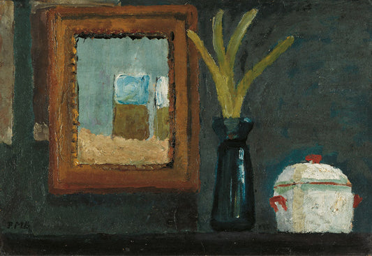 Still life with sugar bowl and hyacinth in the glass - by Paula Modersohn-Becker