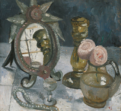 Still life with Venetian mirror - by Paula Modersohn-Becker