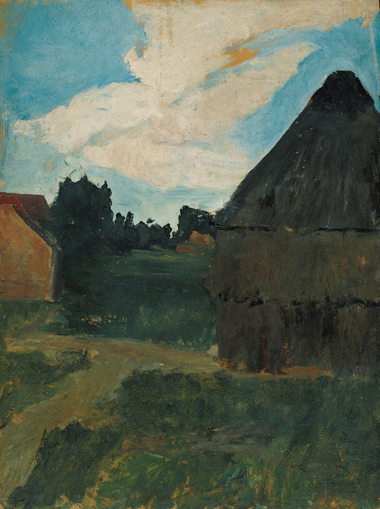 Haystack in the evening light - by Paula Modersohn-Becker