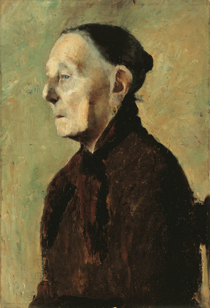 Portrait of an old woman in profile looking left - by Paula Modersohn-Becker