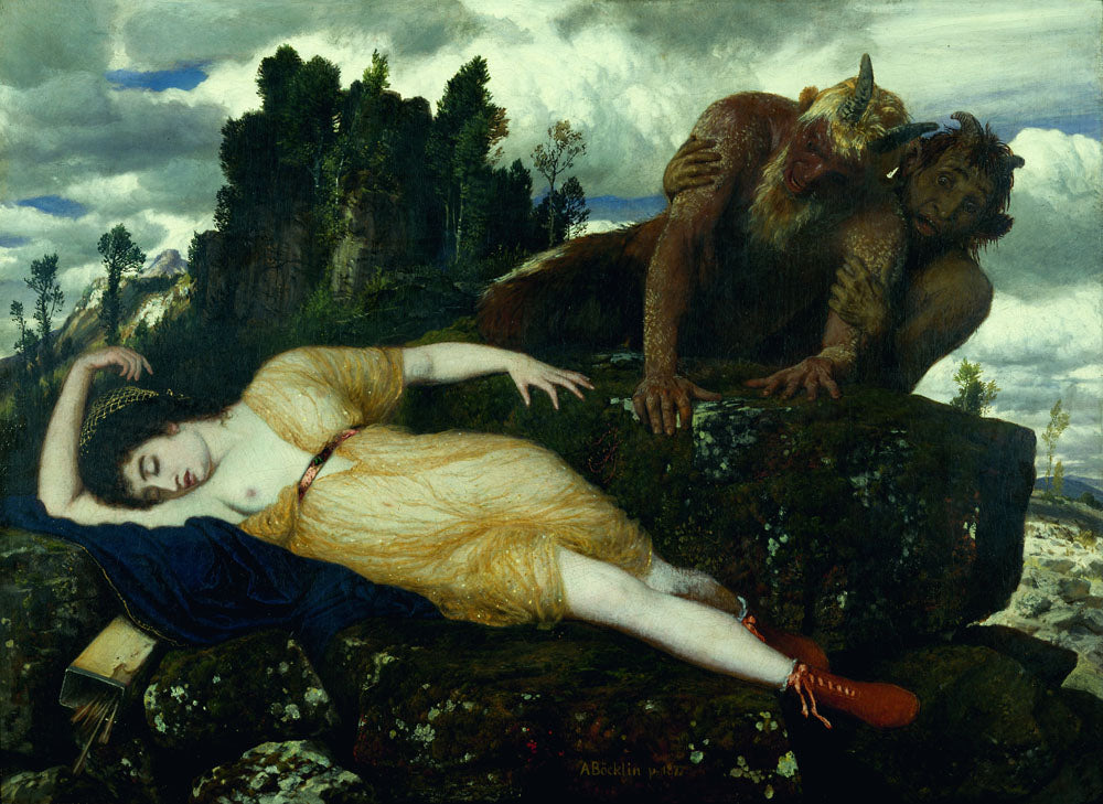 Sleeping Diana Watched by Two Fauns - by Arnold Böcklin