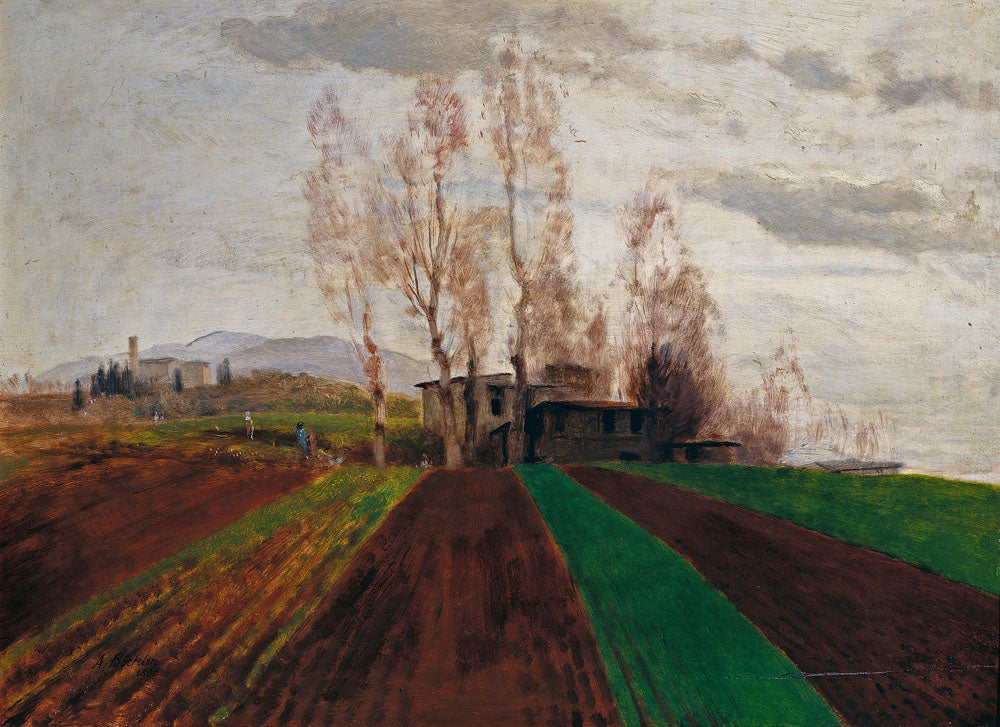 Acker corridors in the early spring (unfinished) - by Arnold Böcklin