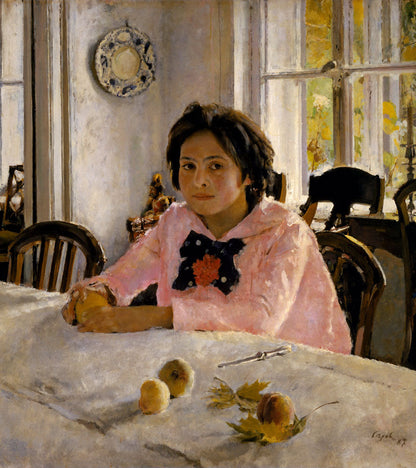 Girl with peaches. Portrait of V.S.Mamontova - by Valentin Serov