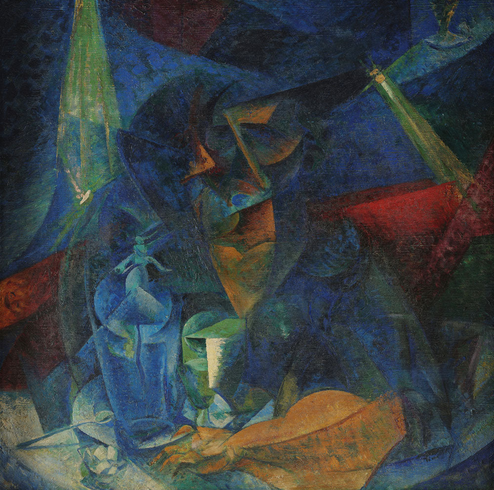 Donna al caffe - Compenetrazione di luci e piani - by Umberto Boccioni