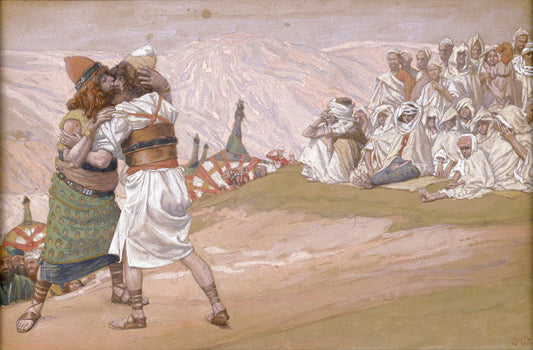 The Meeting of Esau and Jacob - by James Tissot