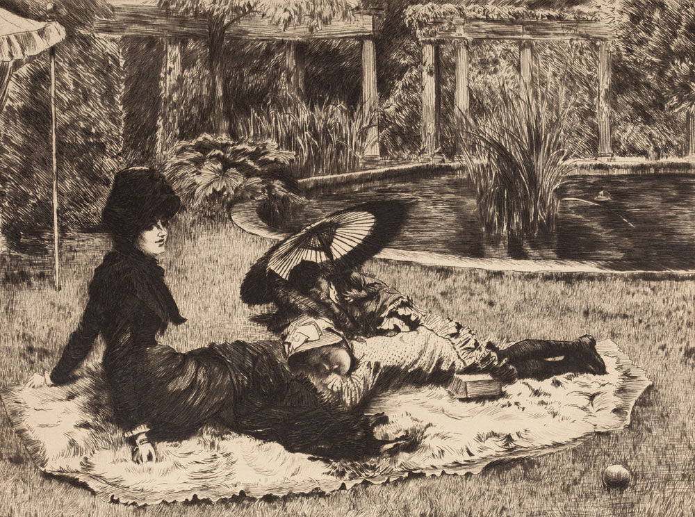 On the Grass - by James Tissot