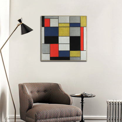 Grande composizione A con nero, rosso, grigio, giallo e blu - by Piet Mondrian