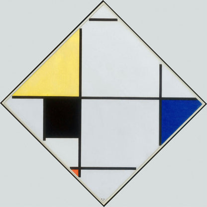 Lozenge Composition with Yellow, Black, Blue, Red, and Gray - by Piet Mondrian