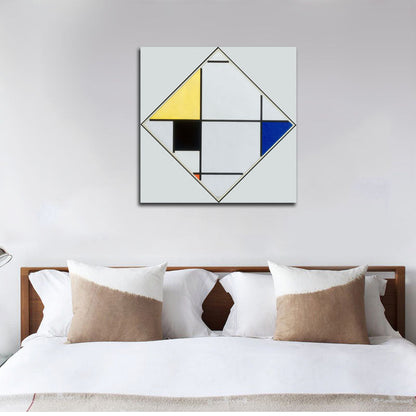 Lozenge Composition with Yellow, Black, Blue, Red, and Gray - by Piet Mondrian