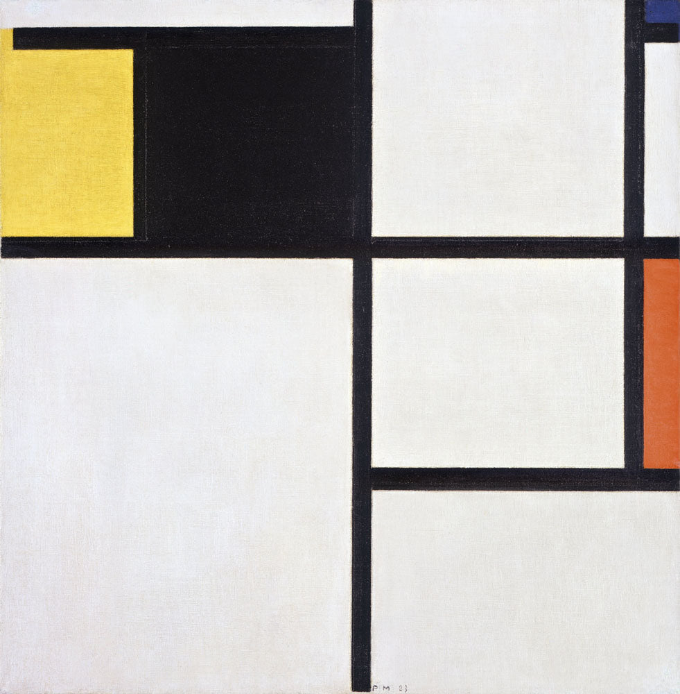 Tableau (yellow, black, blue, red and grey) - by Piet Mondrian