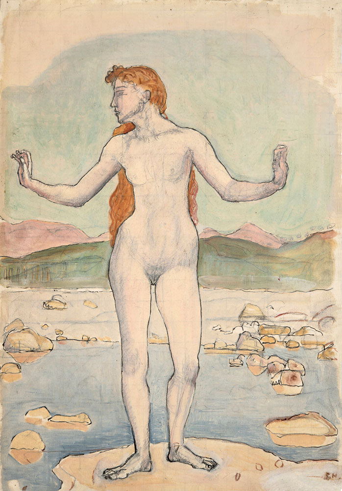 Female nude in the landscape - by Ferdinand Hodler