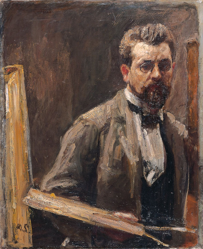 Selbstbildnis vor der Staffelei (Self-portrait in front of the easel) - by Max Slevogt