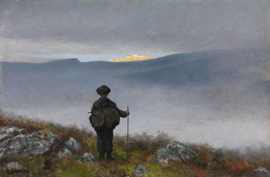 Far, far away Soria Moria Palace shimmered like Gold - by Theodor Kittelsen