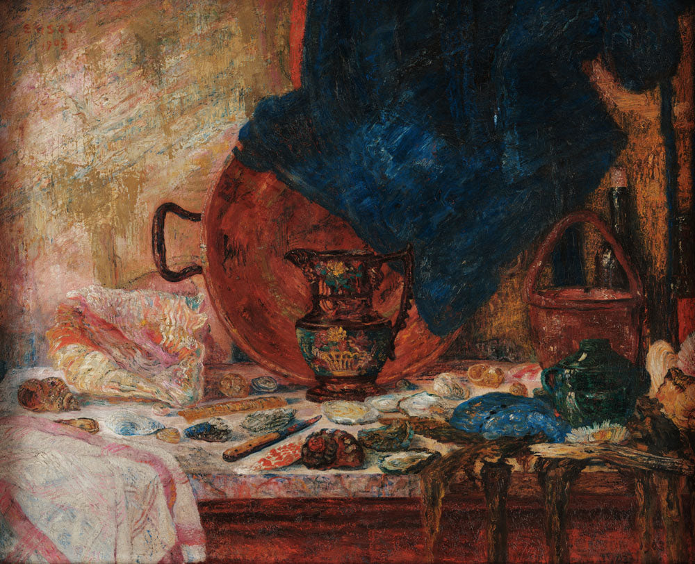 Conchiglie e drappeggi blu - by James Ensor