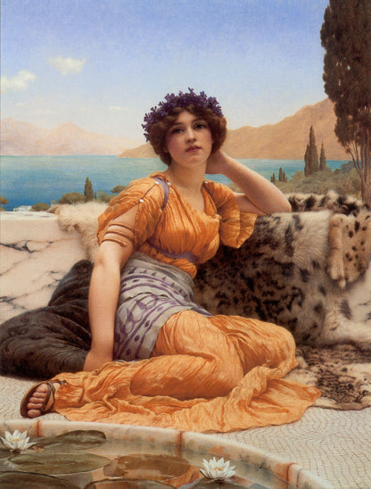 Godward With Violets Wreathed and Robe of Saffron Hue 1902 by John William Godward